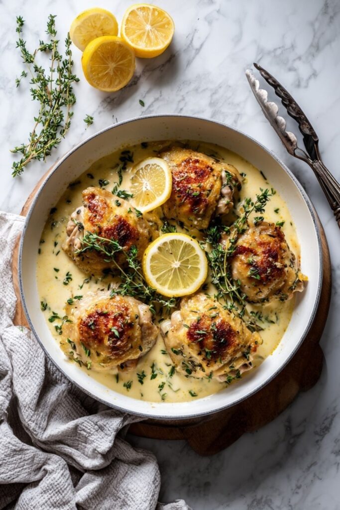 Ina Garten Creamy Chicken Thighs With Lemon And Thyme Recipe