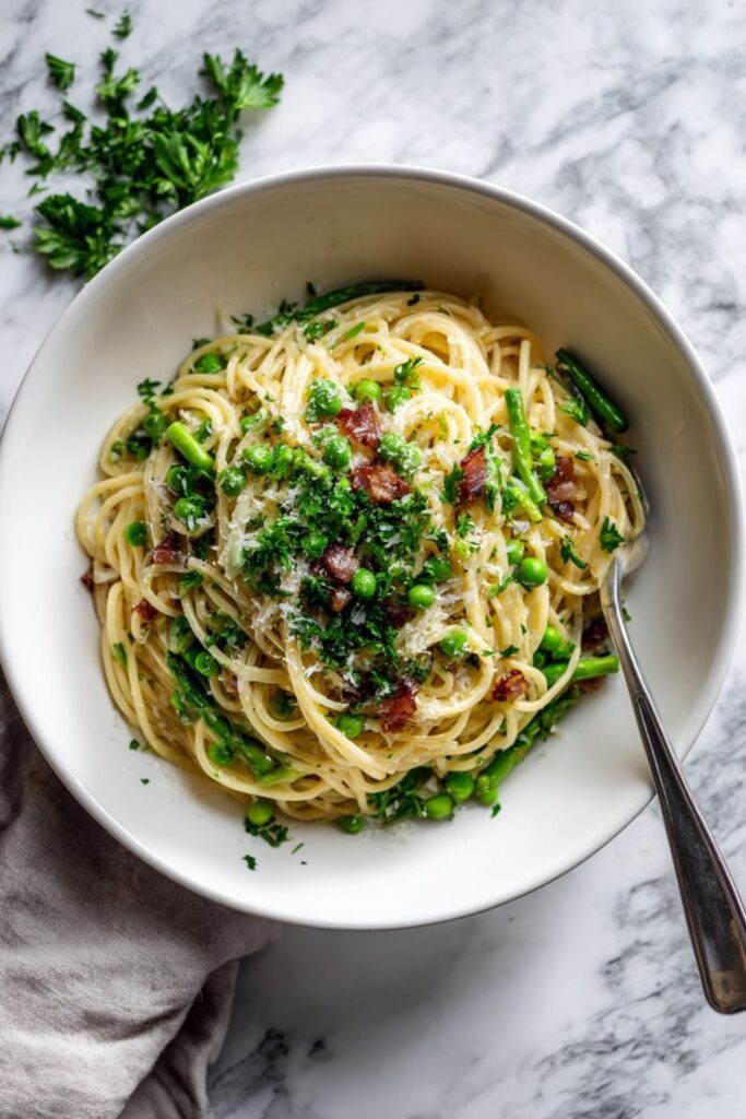 Ina Garten Spring Green Spaghetti Carbonara Recipe