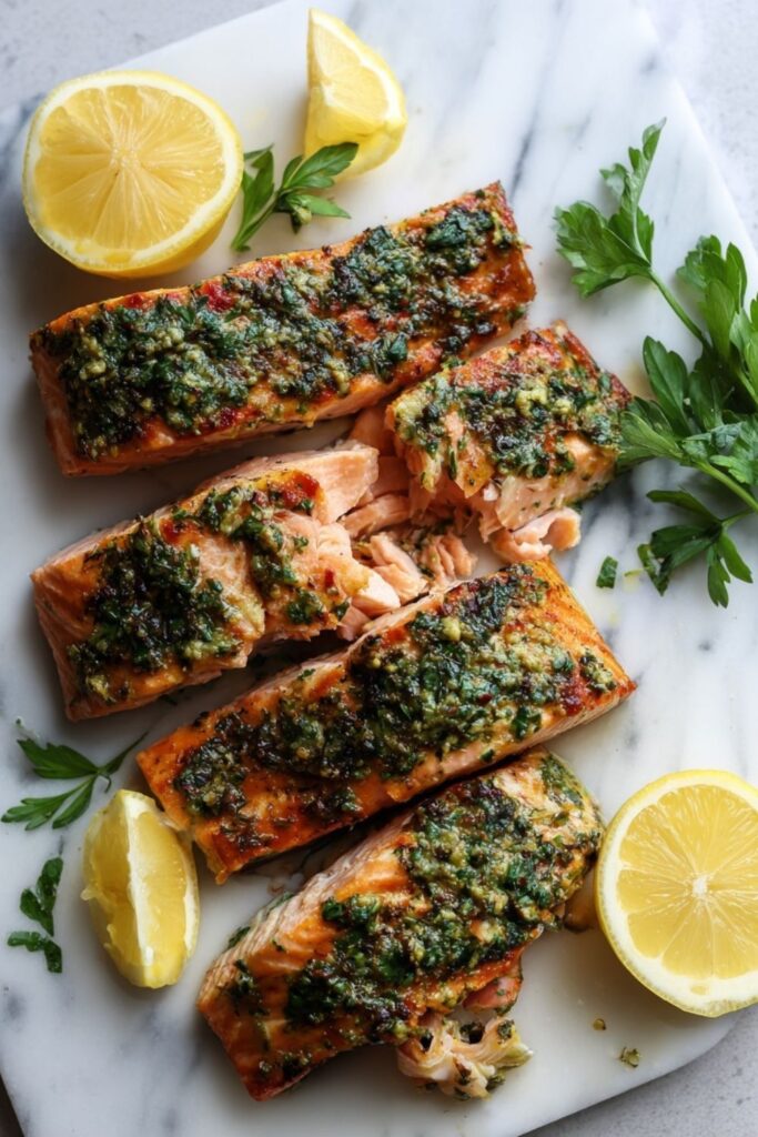 Roasted Salmon With Green Herbs