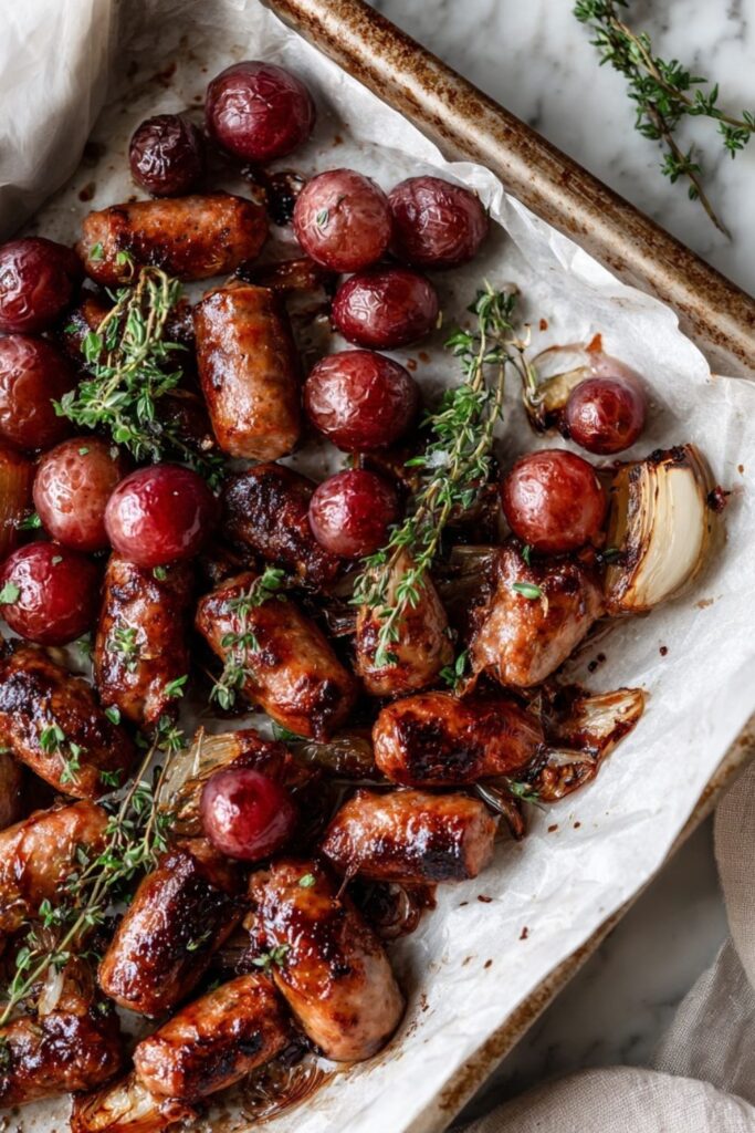 Roasted Sausage and Grapes