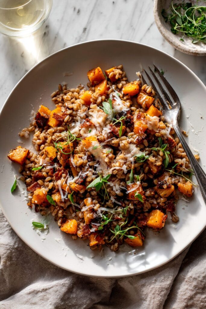 Baked Farro and Butternut Squash
