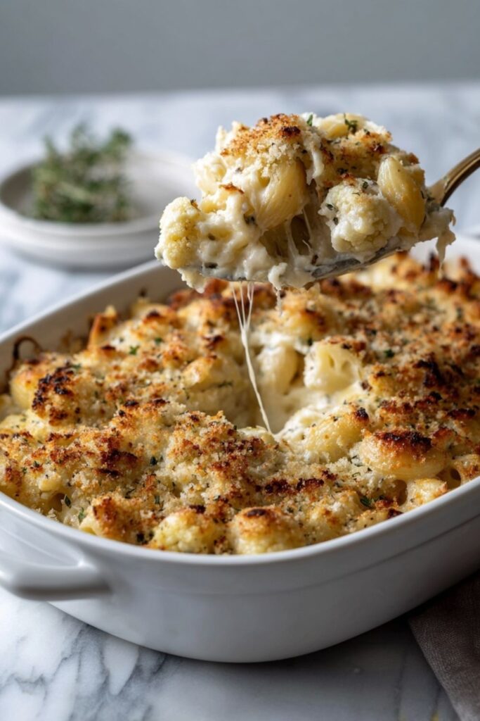 Crusty Baked Shells and Cauliflower