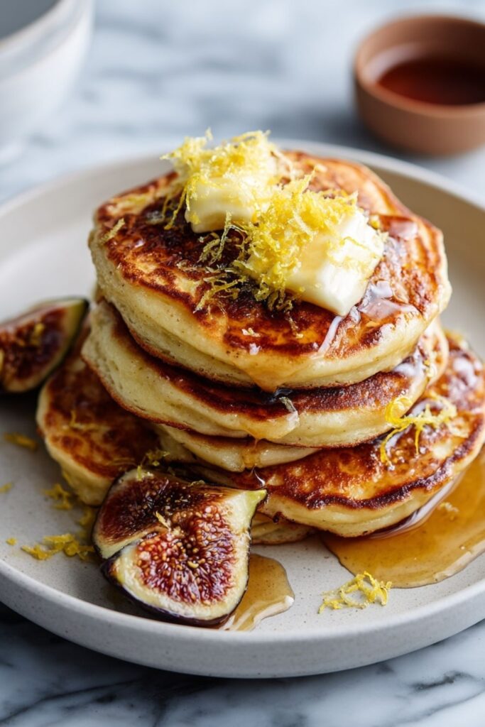 Lemon Ricotta Pancakes With Figs