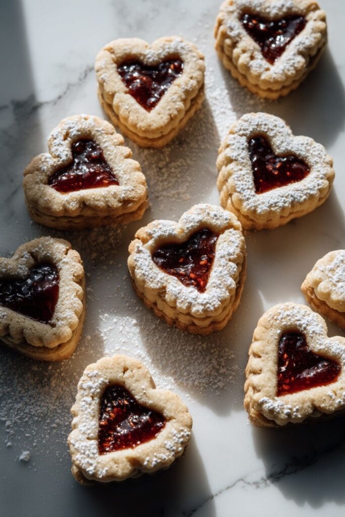 Raspberry Shortbread Hearts