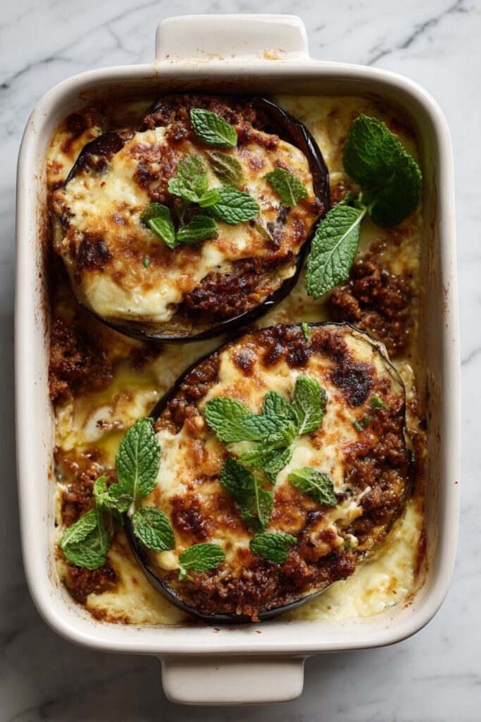 Spiced Lamb-Stuffed Eggplants